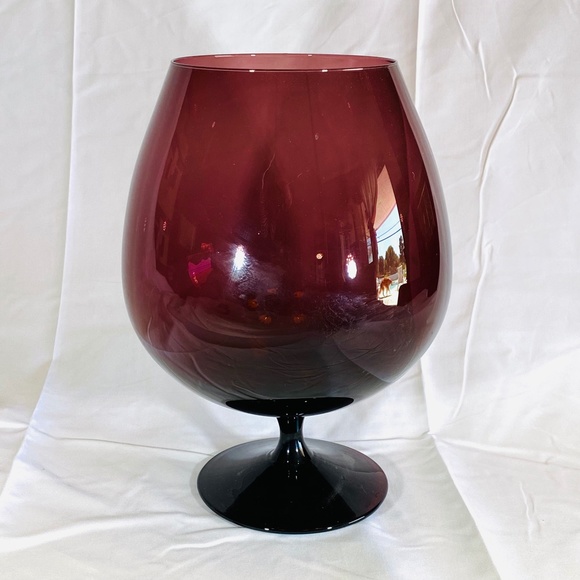 1970s Huge Plum Glass Brandy Snifter Hollywood Regency - Picture 3 of 6